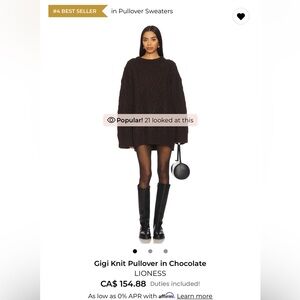 Lioness Cable Knit Pullover Sweater in Chocolate